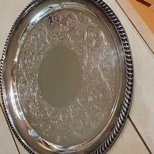 Vintage E.P. Copper Silver Plated Platter 12in